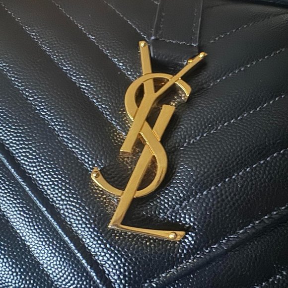 New GENUINE YSL Medium Grain De Poudre Matelasse Chevron Monogram Satchel Bag - Picture 2 of 16
